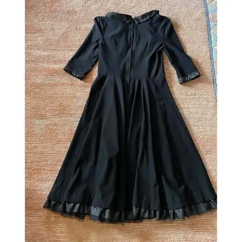MUXXN Black flared Women’s in vintage 60s style stretch, 3/4 Sleeves Dress M/L Black Size 10