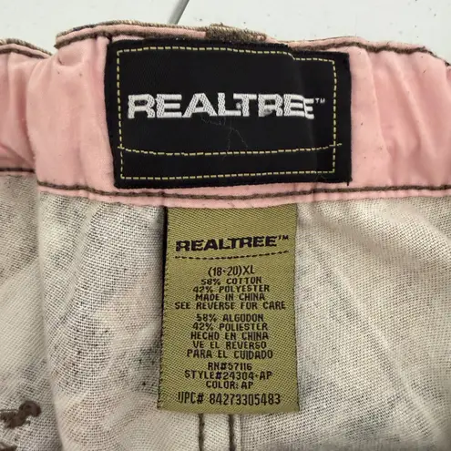 Realtree Camo Cargo Pants Drawstring Pockets Pink Trim Women XL Streetwear