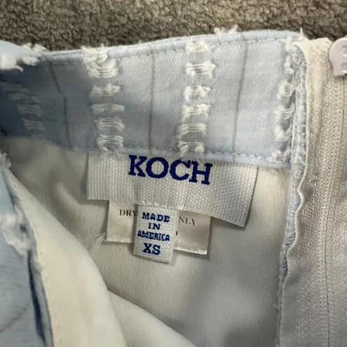 Koch Ruffle Sleeve Cropped Top Size X-Small Blue Stripe V-Neck