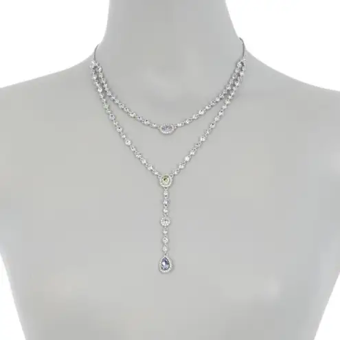 Givenchy | NWT Double Layered Crystal Rhodium Pave Y-Necklace