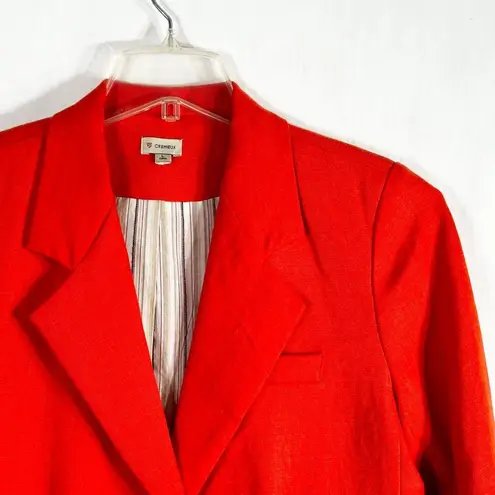 Cremieux Large Blazer Linen Vibrant Orange Lined Jacket Single Button 197
