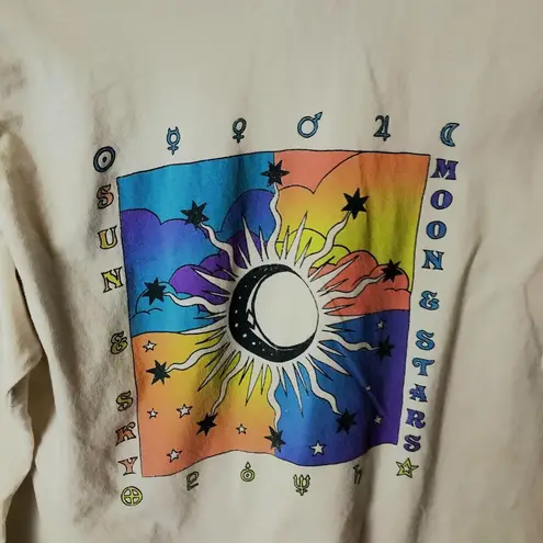 Full Tilt  Sun Moon Sky Stars T Shirt Astrology Double Sided Graphic Tee Cream XS