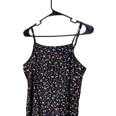 Vans Womens Black Floral Print Spaghetti Strap Mini Dress Size L
