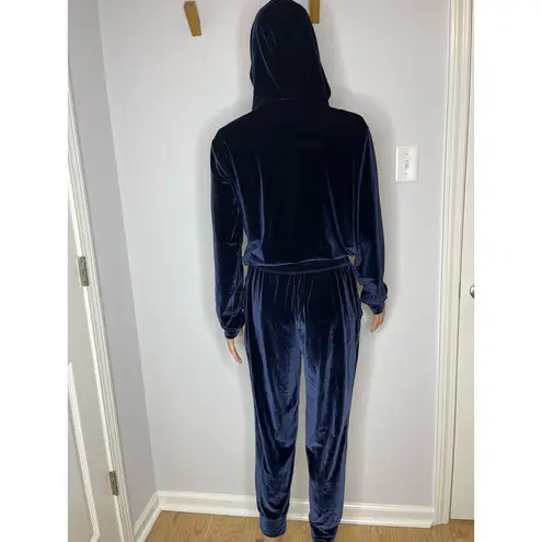 Fabletics  Donna Luxe Velour Track Suit Zip Up Hoodie/Joggers Navy Blue size S/M