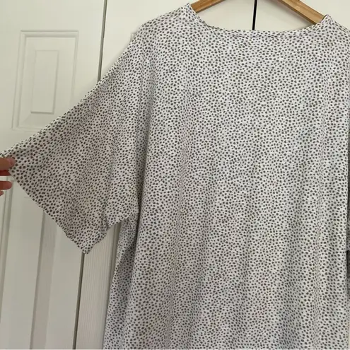 Cut loose Dot Print Oversized High Low Top One Size Cotton Linen Blend White