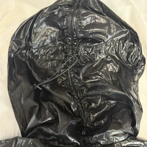 Zella  Shiny Crop Black Baddie Bomber Windbreaker Jacket Medium