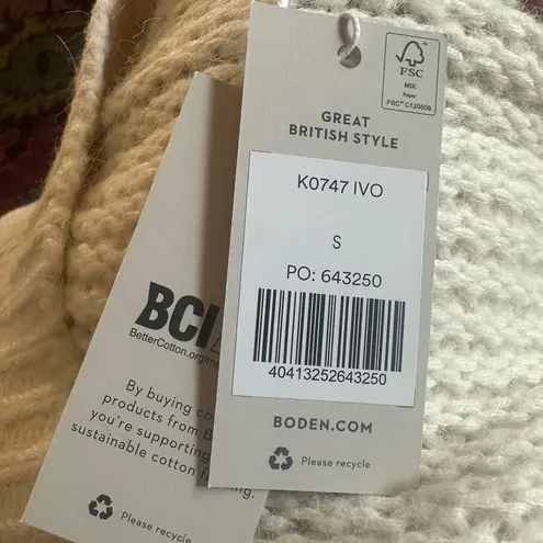 Boden USA Boden Fluffy Open Stitch Cardigan Warm Ivory NEW with Tags