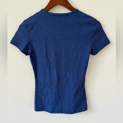 J. McLaughlin Women's Geometric Embossed Short Sleeve Catalina Cloth Top Sz XS