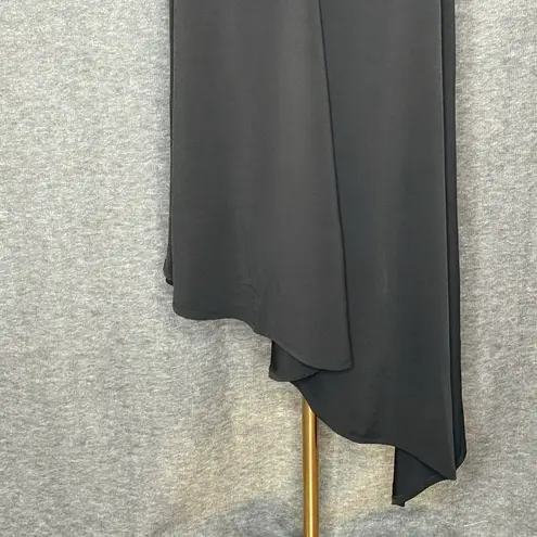 We Wore What Cutout Asymmetrical Black Stretch Flower Midi Dress Womens Size M