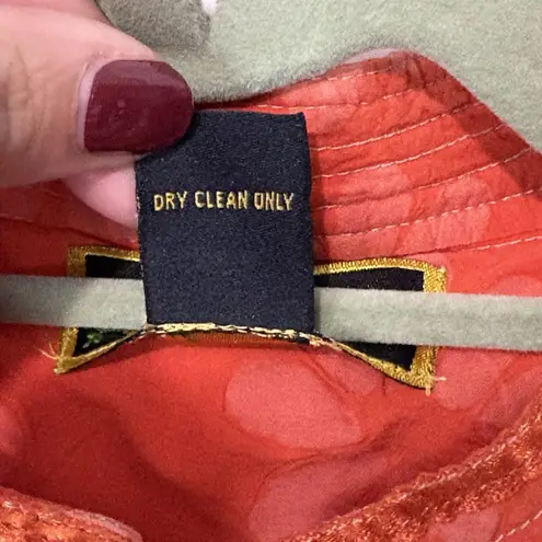 Vintage Mirasol Floral Jacket Womens Large Embroidered Orange Boho Bright Artsy