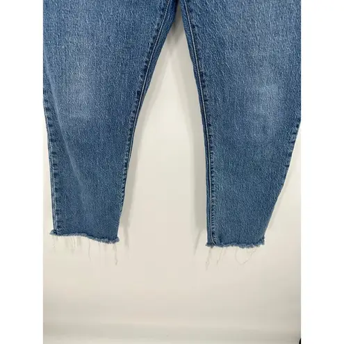 Levi's  501 Blue Denim Button Fly Crop Raw Hem Jeans Women's Size 28 x 26