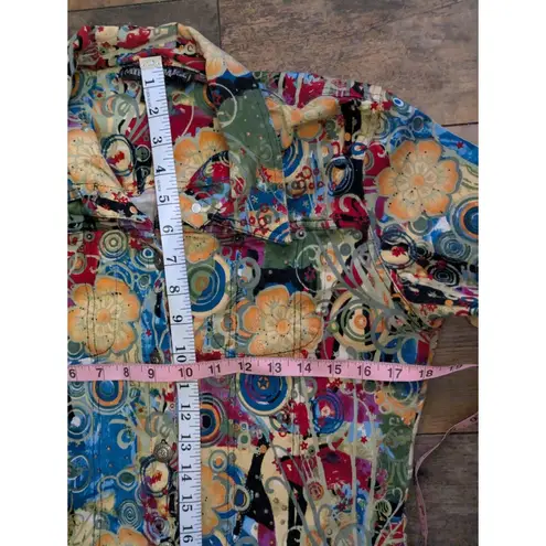 Vintage 90s Mirror Image Abstract Pop Art Jacket L Psychedelic Floral Canvas Size L