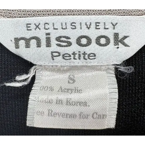 Misook Knit Top S Petite Black Cream Classic Blouse Career Minimalist Luxury Vtg