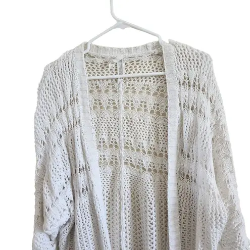 Aeropostale  Cotton Open Front Crochet Cable Knit Long Sleeve Cardigan Sweater