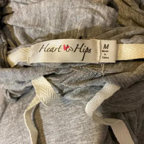 Heart & Hips Gray Hooded Long Sleeve Lightweight Pullover Shirt Women Sz M