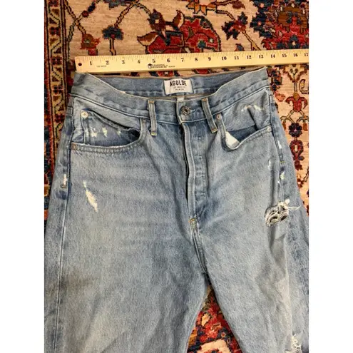 AGOLDE  90’s Jeans Women’s 25 Light Wash Distressed Ripped Knee 100% Cotton USA