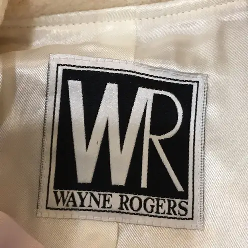 Vintage Wayne Rogers szS cream colored wool blazer jacket with shoulder pads EVC