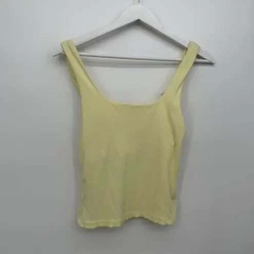 Edikted Pale Yellow Ribbed Tank Top Bow Classic Cropped Size Large Cotton
