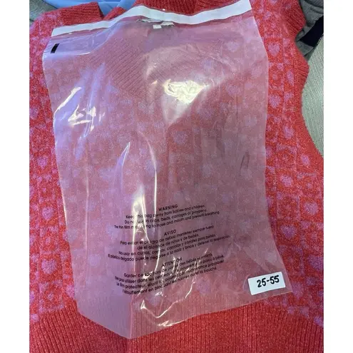 Freshman 1996 Mod Flower Heart Sweater Vest Women's M Preppy Pullover Red Pink Size L