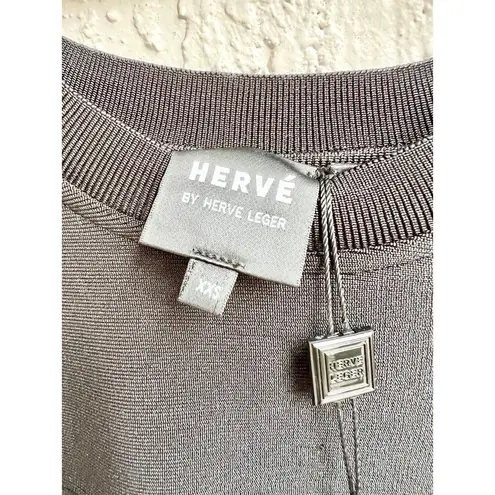 NWT HERVÉ by Hervé Léger Short Sleeve Boxy Cropped Bandage Tee Black Women's XXS