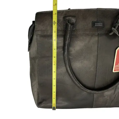 Spikes & Sparrows Addison Leather Tote Bag Zipper Closure Dual Handles Gray