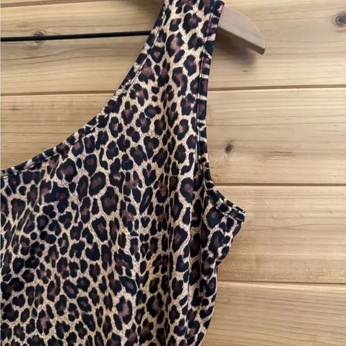 Vintage Y2K Rave Size Small One Shoulder Bedazzled Leopard One Shoulder Crop Top Brown