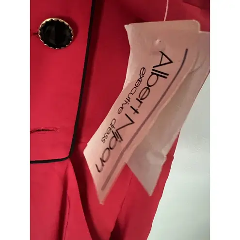 Vintage 80s Red Power Dress Albert Nipon Linen Blend Executive 12 Collared NWT