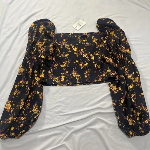 C/MEO COLLECTIVE NWT All Right Now LS Top Puff Sleeve Floral SIZE Large