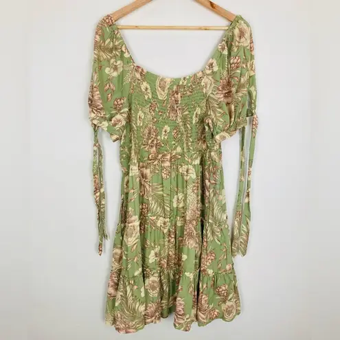 Agua Bendita x Target pale green floral tiered knee length dress. XL