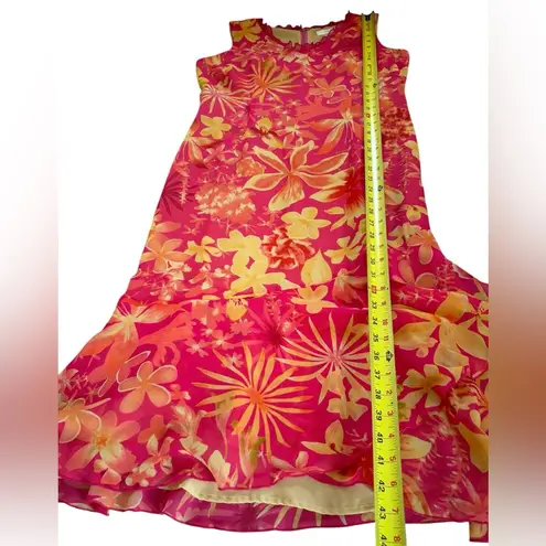 Susan Bristol Floral Sleeveless Silk Midi Dress Lined Asymmetrical Hem Womens 6