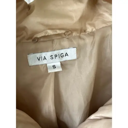 via spiga Zig Zag Quilted Detachable Hood Mid Length Jacket Side Pockets S