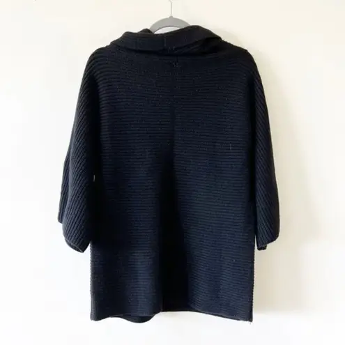 Talbots  Black Cashmere Chunky Knit Sweater Size Large Ribbed Dolman Sleeve‎ New!