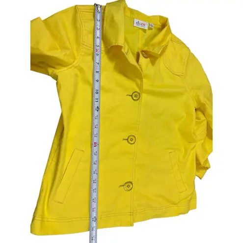 Denim & Co Women’s M Yellow Button Front Jacket Shacket Cotton Spandex Stretch Size M