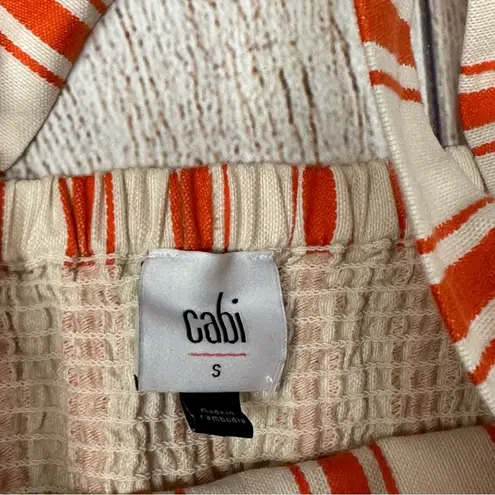 CAbi  6102 small cotton linen coral off white brunch top