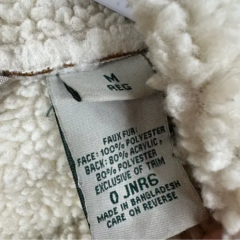 L.L.Bean Faux Suede Sherpa Coat Womens M Brown Button Front Winter Ranch Jacket Size M