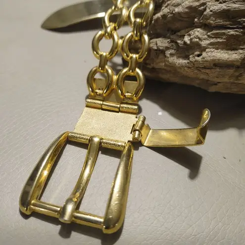 Gold Chain Size 32 Link Double Link Belt Buckle Vintage Style Adjustable Plated