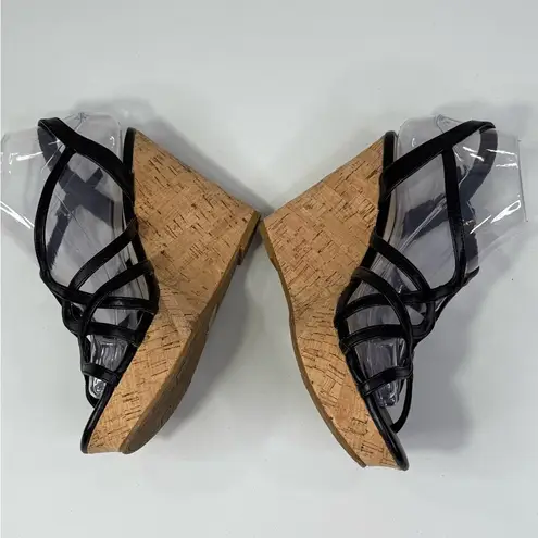 FERGIE "Villa" Cork Wedge Strappy Sandals Black