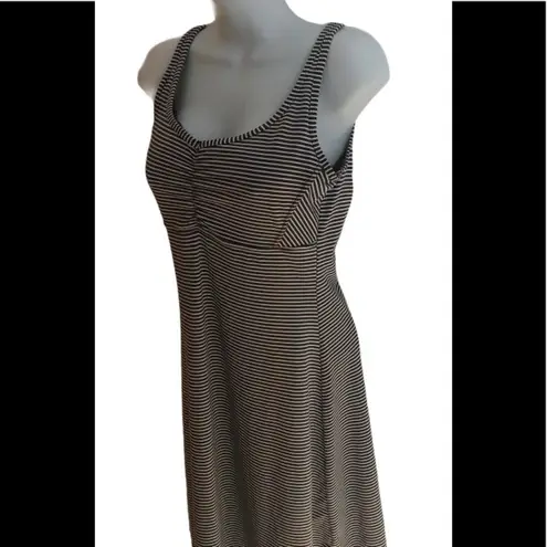 prAna Rebecca Dress Women's Striped Charcoal L Cage Strappy Back Beach Pool