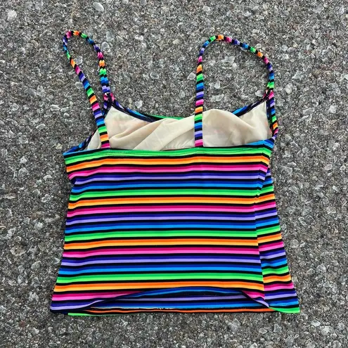 Catalina Vintage 90s neon rainbow stripe tankini top SMALL