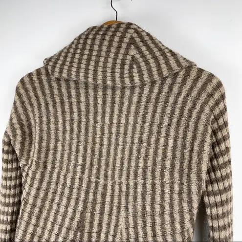 Lineamaglia Wool Alpaca Stripe Cardigan Sweater Brown