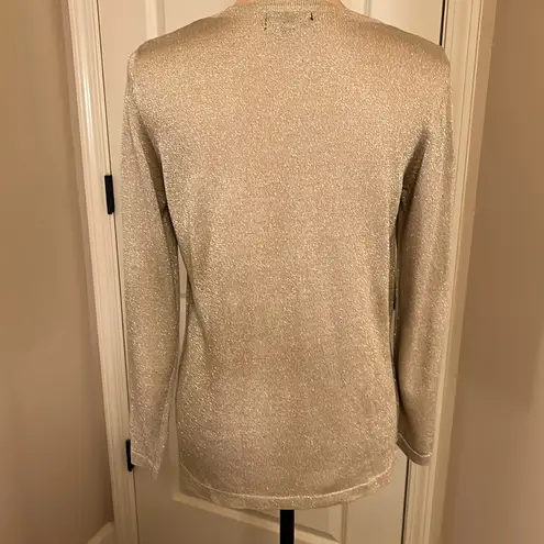 Elementz tan and gold cardigan with attached camisole size small - Image 5