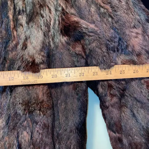 Vintage REAL Fur Coat Brown Mink Women’s Long Button Silk Large Trench