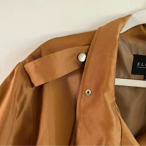 Eloquii Trench Coat Camel Tab Snap Button Front Knee Length Belted Sz 18/20 NWT