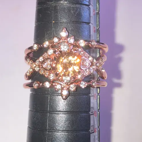Rose Gold Tone Classic Ring Set with Crystals