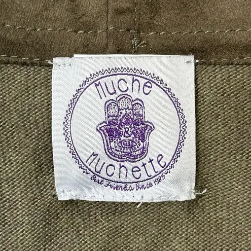 Muche et Muchette tan ultra suede soft knit fringes waterfall cardigan medium