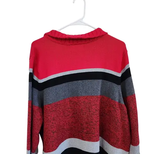 Karen Scott  Red Striped 1/4  Zip Neck Sweatshirt 100% Cotton Cozy Plus Size 2X