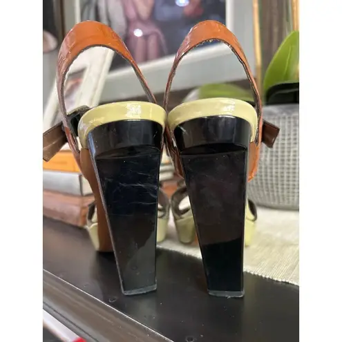 Marni Leather Colorblock Peep Toe Sandals Multicolor Womens Size 36.5