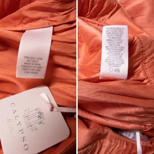 Calypso St. Barth NEW 100% Silk Mini Dress, Tangerine orange, S