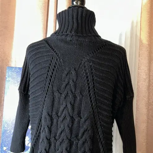 EXPRESS Size XS Charcoal CableKnit Turtleneck 3/4 Sleeve Sweater - Image 12