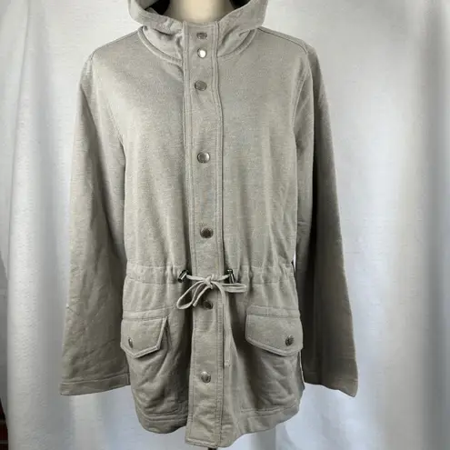 Lauren Ralph Lauren Women XL Hooded Anorak Jacket Gray Drawstring Waist Utility